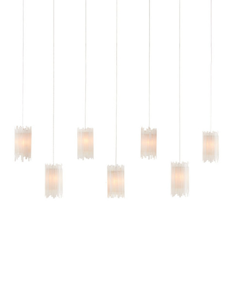 Currey and Company - 9000-1062 - Seven Light Pendant - Escenia - Frosted White/Silver