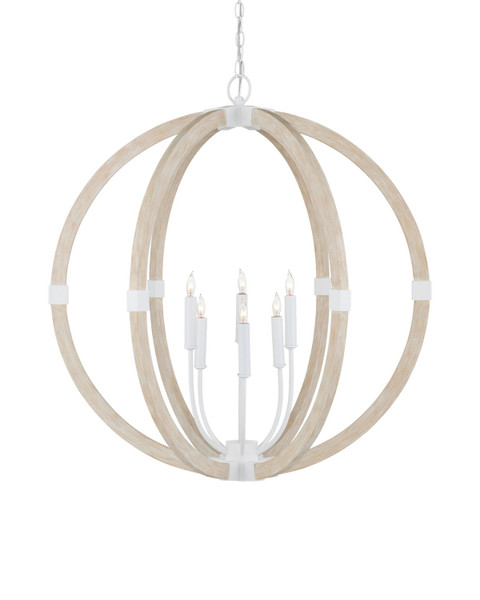 Currey and Company - 9000-1131 - Six Light Chandelier - Bastian - Sugar White/Sandstone