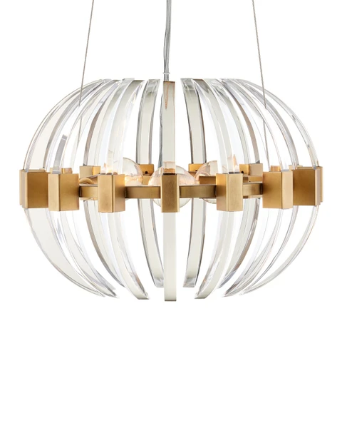 Currey and Company - 9000-1193 - Three Light Chandelier - Coquette - Clear/Antique Brass