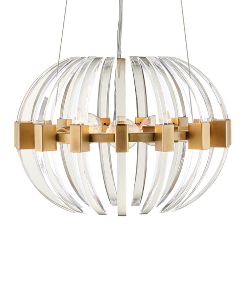 Currey and Company - 9000-1193 - Three Light Chandelier - Coquette - Clear/Antique Brass