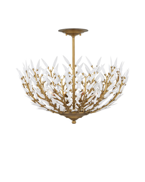 Currey and Company - 9000-1224 - Four Light Semi-Flush Mount - Magnum Opus - Brass/White