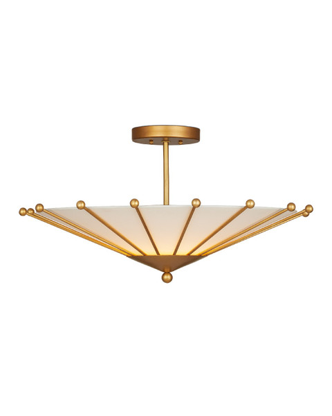 Currey and Company - 9000-1225 - One Light Semi-Flush Mount - Epoch - Contemporary Gold Leaf/Off-White