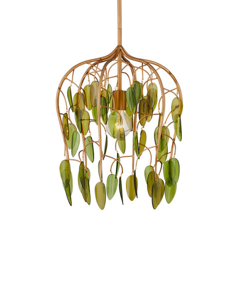 Currey and Company - 9000-1227 - One Light Pendant - Midsummer - Brass/Green