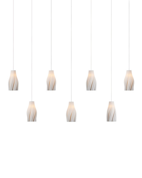 Currey and Company - 9000-1277 - Seven Light Linear Pendant - Posh - White/Silver