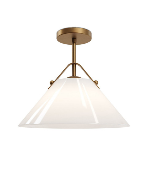 Currey and Company - 9000-1279 - One Light Pendant - Bronwen - Opaque White/Antique Brass