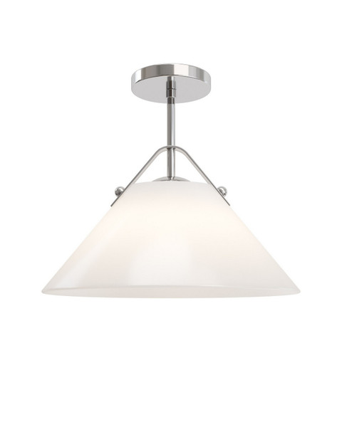 Currey and Company - 9000-1280 - One Light Pendant - Bronwen - Opaque White/Polished Nickel