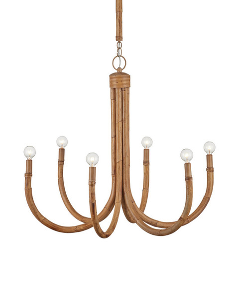 Currey and Company - 9000-1297 - Six Light Chandelier - Samsara - Natural/Saddle Tan