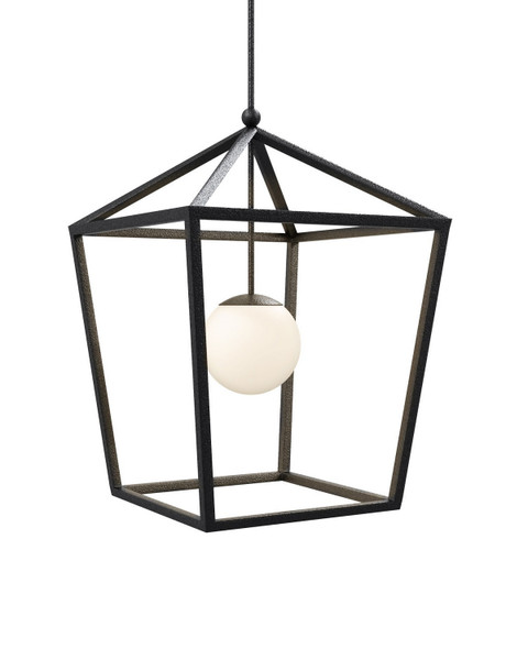 Currey and Company - 9500-0024 - One Light Lantern - Denison - Black/Frosted White