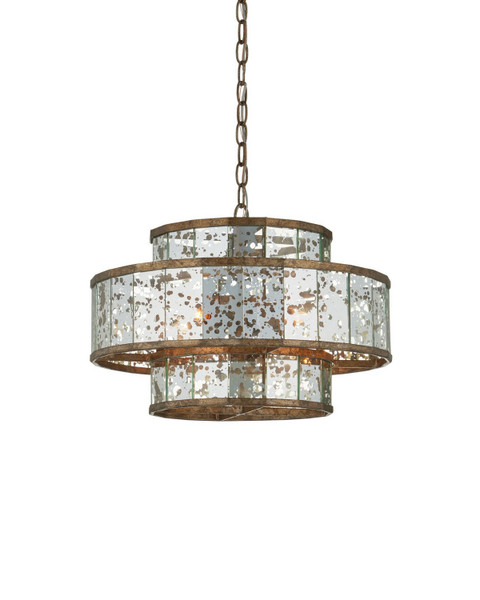 Currey and Company - 9759 - Four Light Chandelier - Fantine - Antique Mirror/Pyrite Bronze