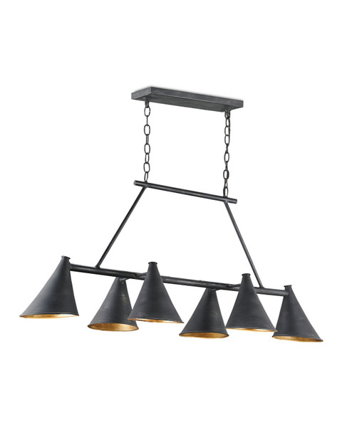 Currey and Company - 9841 - Six Light Chandelier - Culpepper - French Black/Contemporary Gold Leaf