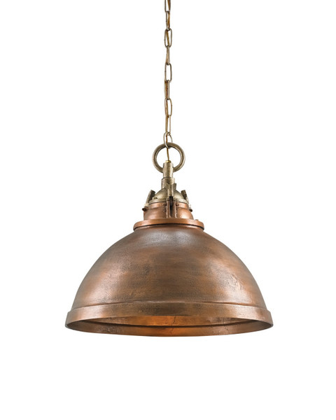 Currey and Company - 9857 - One Light Pendant - Admiral - Copper/Antique Brass