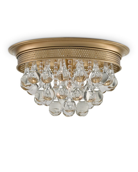 Currey and Company - 9999-0002 - One Light Flush Mount - Worthing - Antique Brass