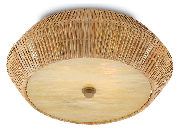 Currey and Company - 9999-0033 - Two Light Flush Mount - Antibes - Natural/Honey Beige/White