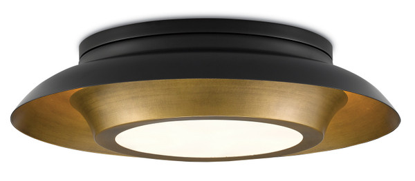 Currey and Company - 9999-0045 - Three Light Flush Mount - Metaphor - Antique Brass/Black/White