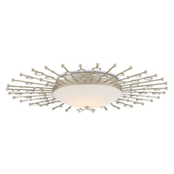 Currey and Company - 9999-0068 - One Light Flush Mount - Planisphere - Finish: Silver Leaf/White/Mirror