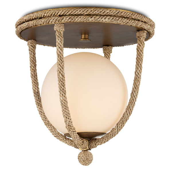 Currey and Company - 9999-0069 - One Light Flush Mount - Passageway - Natural/Dorado Gold/White