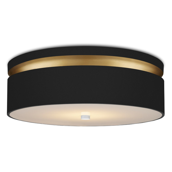 Currey and Company - 9999-0070 - One Light Flush Mount - Serenity Black Flush Mount - Satin Black/Contemporary Gold/White