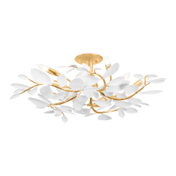 Hudson Valley - 2232-VGL/WP - Ten Light Semi Flush Mount - Marabec - Vintage Gold Leaf