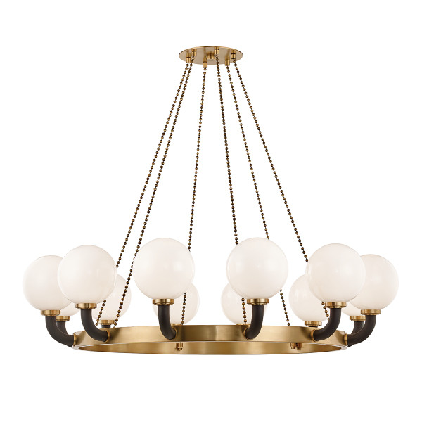 Hudson Valley - 3660-AGB/BK - 12 Light Chandelier - Werner - Aged Brass