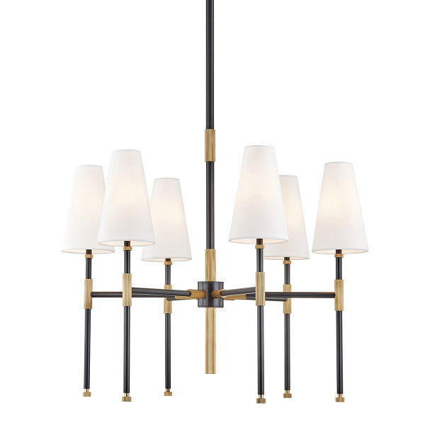 Hudson Valley - 3728-AOB - Six Light Chandelier - Bowery - Aged Brass/Old Bronze