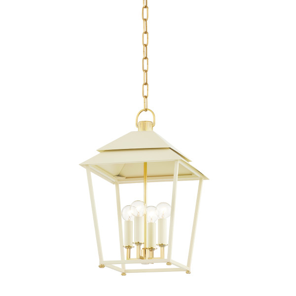 Hudson Valley - 5119-AGB/SSD - Four Light Lantern - Natick - Aged Brass