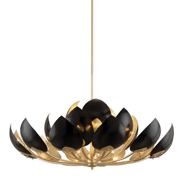 Hudson Valley - 5754-GL/BK - 21 Light Chandelier - Lotus - Gold Leaf