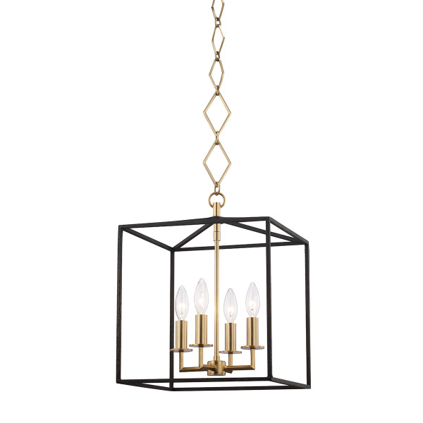Hudson Valley - BKO150-AGB/BK - Four Light Lantern - Richie - Aged Brass