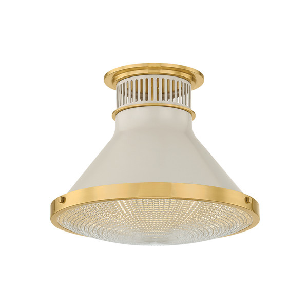 Hudson Valley - MDS2402-AGB/OW - One Light Flush Mount - Highclere - Aged Brass