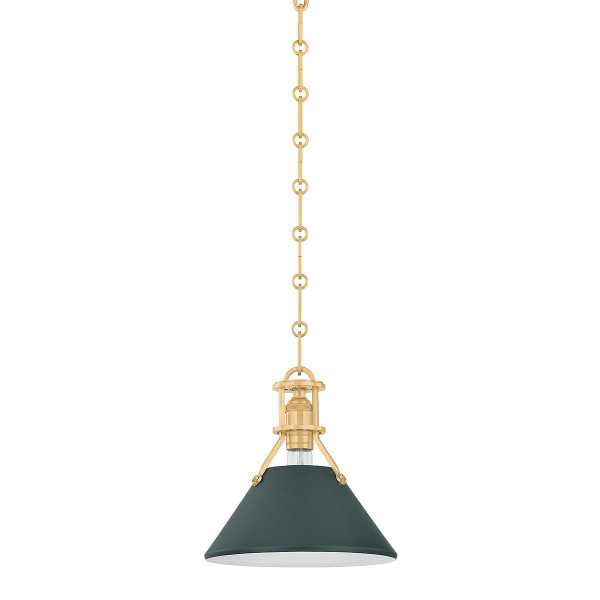 Hudson Valley - MDS351-AGB/SSG - One Light Pendant - Painted No. 2 - Aged Brass