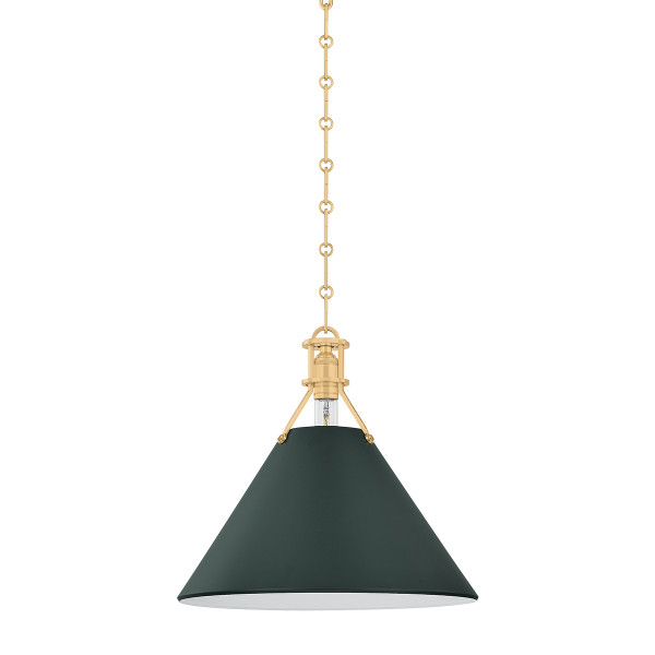 Hudson Valley - MDS352-AGB/SSG - One Light Pendant - Painted No. 2 - Aged Brass