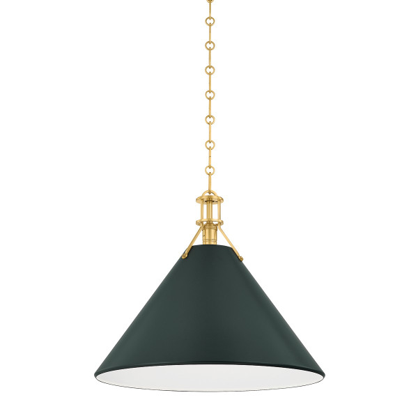 Hudson Valley - MDS352L-AGB/SSG - One Light Pendant - Painted No. 2 - Aged Brass