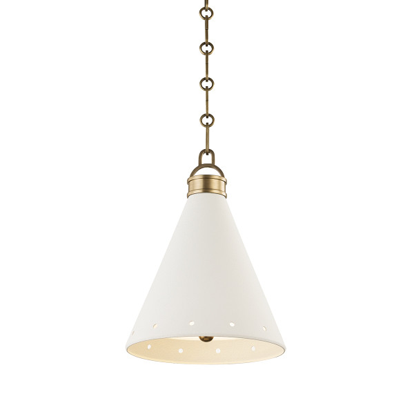 Hudson Valley - MDS400-AGB/WP - One Light Pendant - Plaster No.1 - Aged Brass
