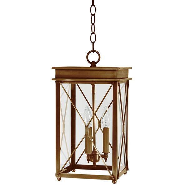 Northeast Lantern - 11822-AB-LT3-CLR - Three Light Hanging Lantern - Glidden - Antique Brass