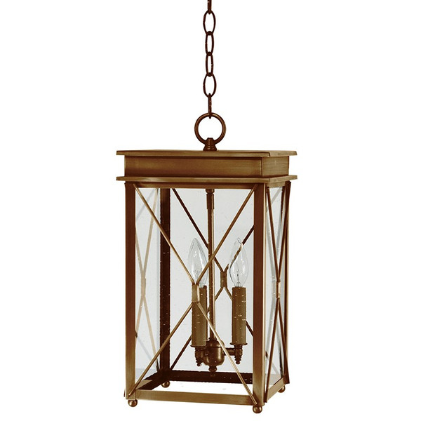 Northeast Lantern - 11822-AB-LT3-CSG - Three Light Hanging Lantern - Glidden - Antique Brass