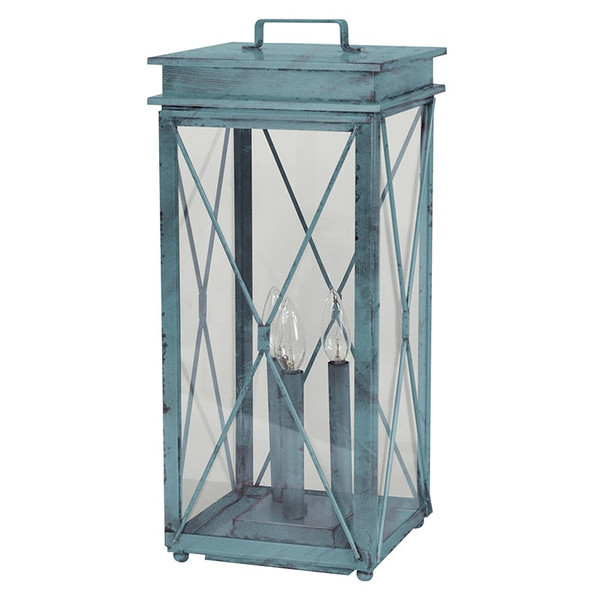 Northeast Lantern - 11843P-VG-LT3-CLR - Three Light Pier Lantern - Glidden - Verdi Gris
