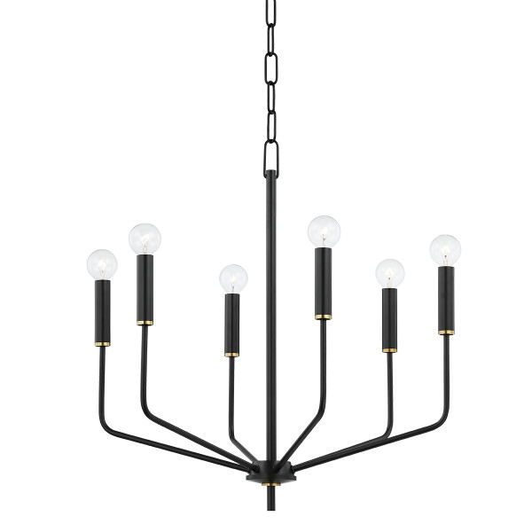Mitzi - H516806-AGB/SBK - Six Light Chandelier - Bailey - Aged Brass