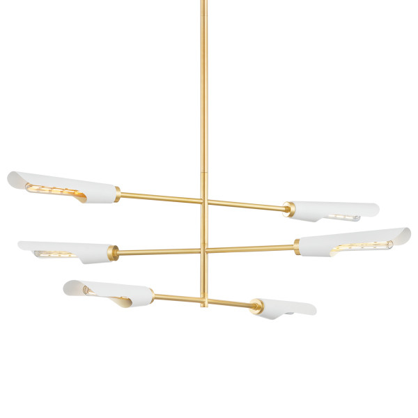Mitzi - H828806-AGB/SWH - Six Light Chandelier - Harperrose - Aged Brass