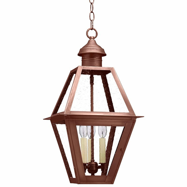 Northeast Lantern - 1012-AC-LT3-CSG - Three Light Hanging Lantern - Boston - Antique Copper