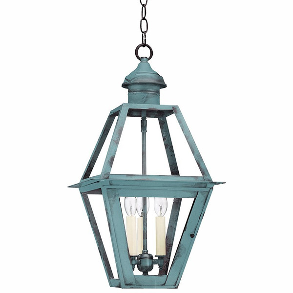 Northeast Lantern - 1012-VG-LT3-CLR - Three Light Hanging Lantern - Boston - Verdi Gris