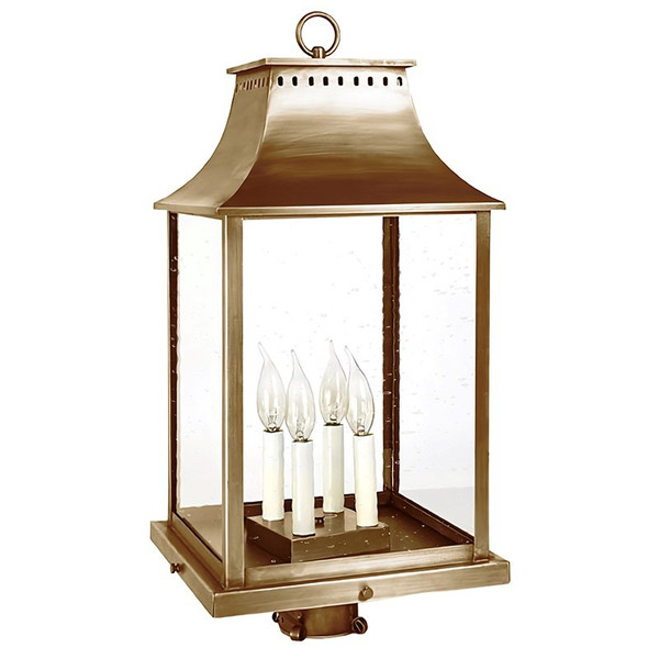 Northeast Lantern - 11333-AB-LT4-CSG - Four Light Post Mount - Rockland - Antique Brass