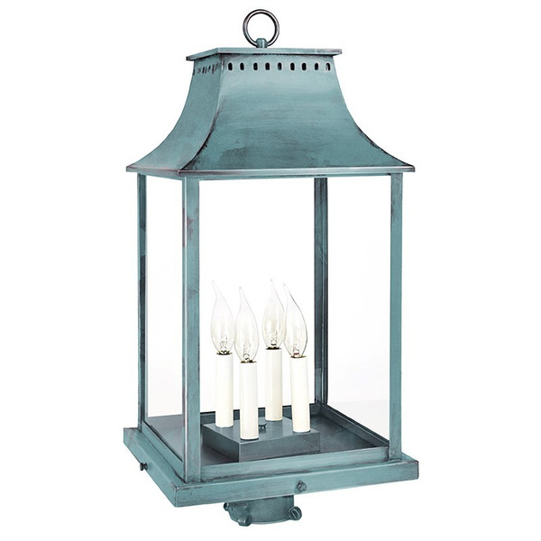 Northeast Lantern - 11333-VG-LT4-CLR - Four Light Post Mount - Rockland - Verdi Gris
