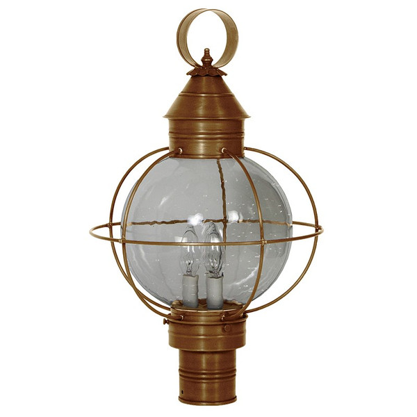 Northeast Lantern - 2843-AB-LT3-CSG - Three Light Post Mount - Round - Antique Brass