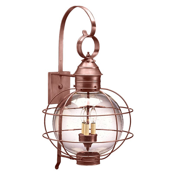 Northeast Lantern - 2851-AC-LT3-CSG - Three Light Wall Mount - Round - Antique Copper