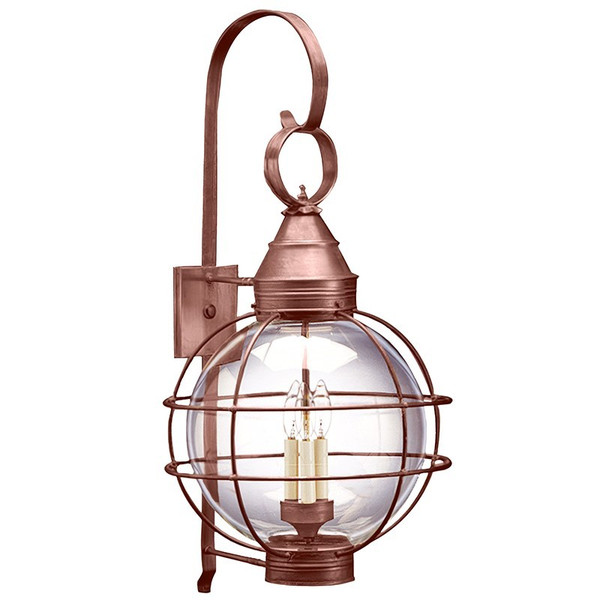 Northeast Lantern - 2861-AC-LT3-CLR - Three Light Wall Mount - Round - Antique Copper
