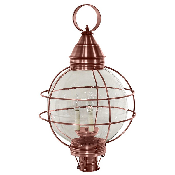 Northeast Lantern - 2863-AC-LT3-CSG - Three Light Post Mount - Round - Antique Copper