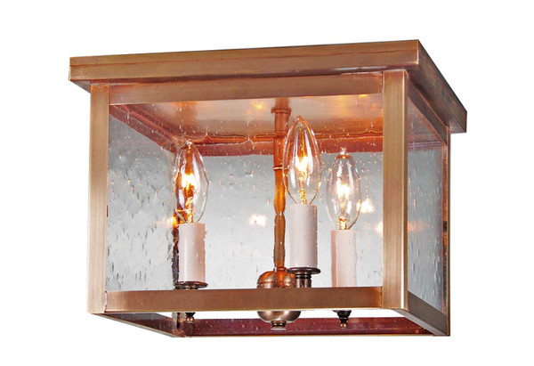 Northeast Lantern - 4904-AB-LT3-CSG - Three Light Flush Mount - Flush - Antique Brass
