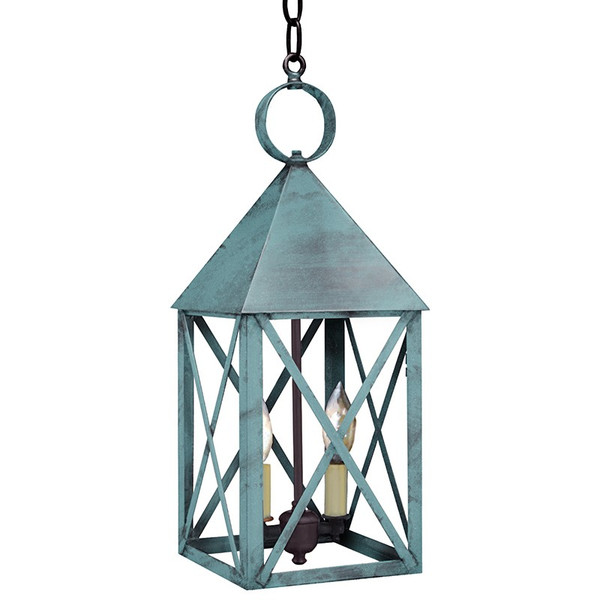 Northeast Lantern - 7042-VG-LT2-CLR - Two Light Hanging Lantern - York - Verdi Gris