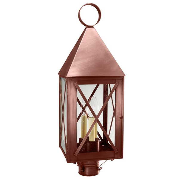 Northeast Lantern - 7053-AC-LT3-CSG - Three Light Post Mount - York - Antique Copper