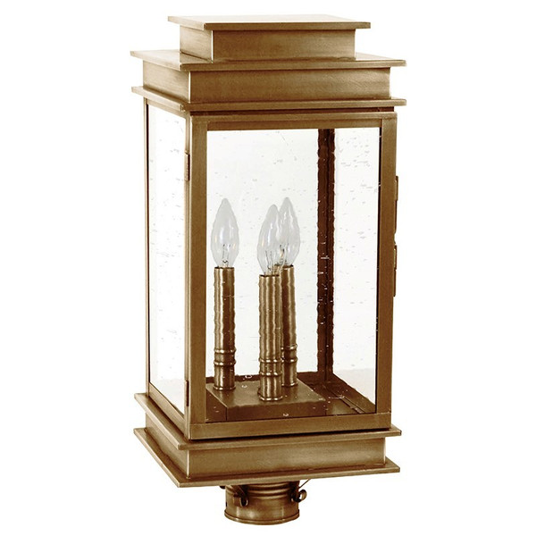 Northeast Lantern - 8933-AB-LT3-CSG - Three Light Post Mount - Empire - Antique Brass