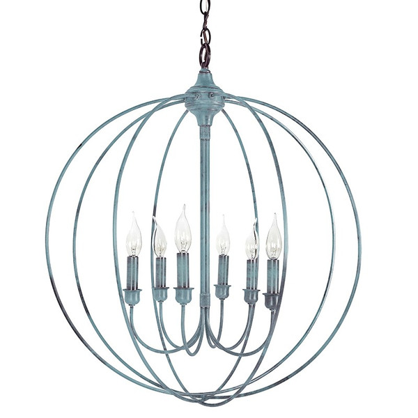 Northeast Lantern - CH906-VG-LT6 - Six Light Hanging Lantern - Orb - Verdi Gris